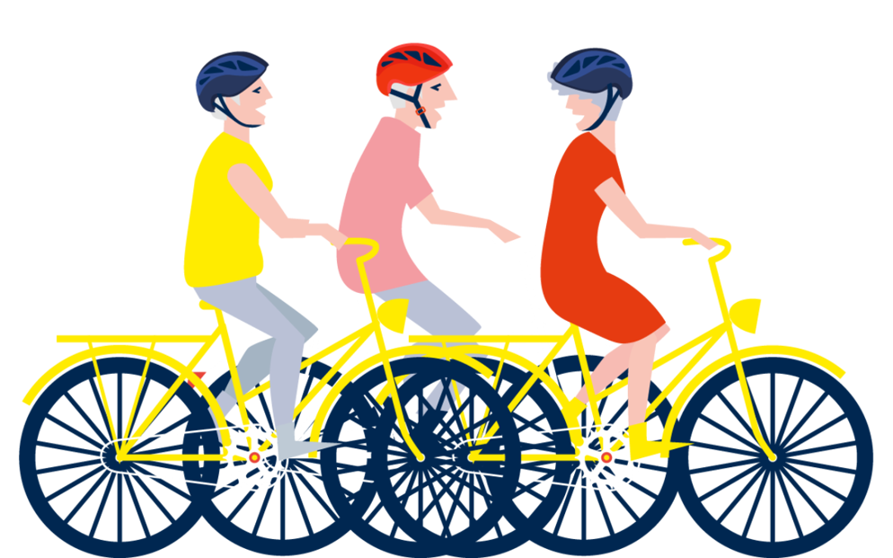 Drietal op fiets